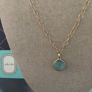 Stella and Dot Delicate Gold and Aqua Necklace